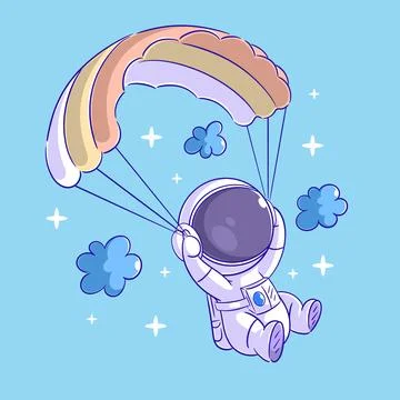 An astronaut is doing parachuted in the beautiful sky 스톡 일러스트