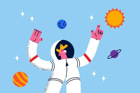 Astronaut during work in space concept. Stock Illustration