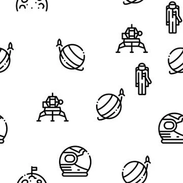 Astronaut Equipment Seamless Pattern Vector Stockillustratie
