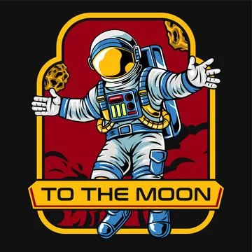 Astronaut explore to the Moon in Vector Cartoon Illustration Design 스톡 일러스트