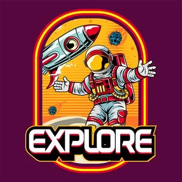 Astronaut Explore Spaceship in Vector Cartoon Illustration Design 스톡 일러스트