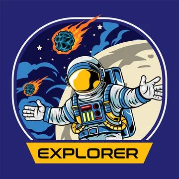 Astronaut Explore Spaceship in Vector Cartoon Illustration Design 스톡 일러스트