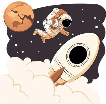 Astronaut explores space being desert planet Illustrazione stock