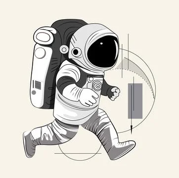 Astronaut explores space being desert planet Stock Illustration
