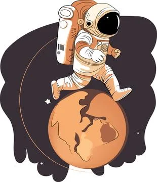 Astronaut explores space being desert planet Illustrazione stock
