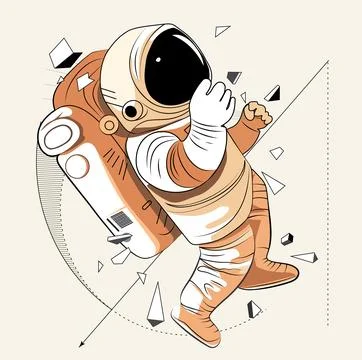 Astronaut explores space being desert planet Stock Illustration