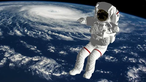 Astronaut falls to Earth in the open space. Spacewalk. Elements of this image 動画素材 130065220