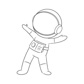 The astronaut is feeling happy inside for coloring Stock Illustration