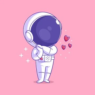 Astronaut is feeling in love Stock Illustration