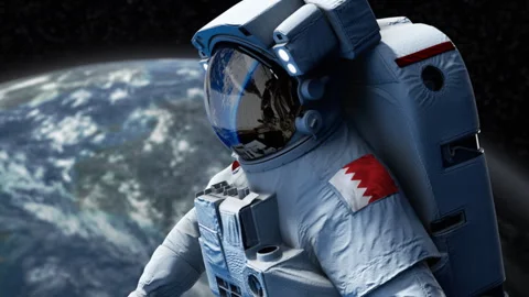 Astronaut-Flag-Arm-Bahrain Stock-Footage 307128932