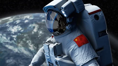 Astronaut-Flag-Arm-China Stock Footage 307290738