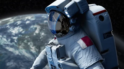 Astronaut-Flag-Arm-Qatar Stock Footage 307293165
