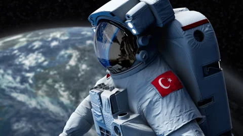 Astronaut-Flag-Arm-Turkey Stock Footage 307139545