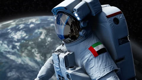 Astronaut-Flag-Arm-UAE Stock Footage 307143424