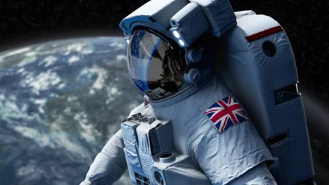 Astronaut-Flag-Arm-UK Vidéo 307143436