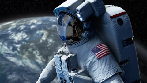 Astronaut-Flag-Arm-USA Stock Footage 307119971