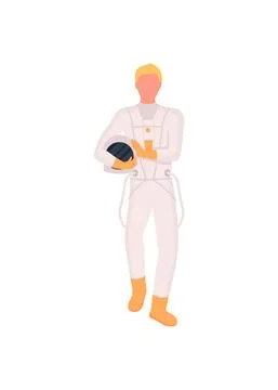 Astronaut flat color vector faceless character Stockillustratie