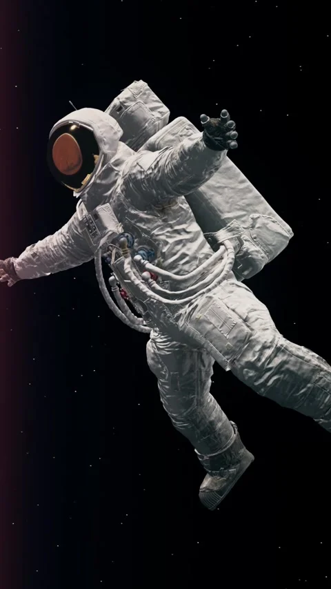 Astronaut flies in space around the Mars. Spacewalk. Seamless loop. 库存影片 311979584