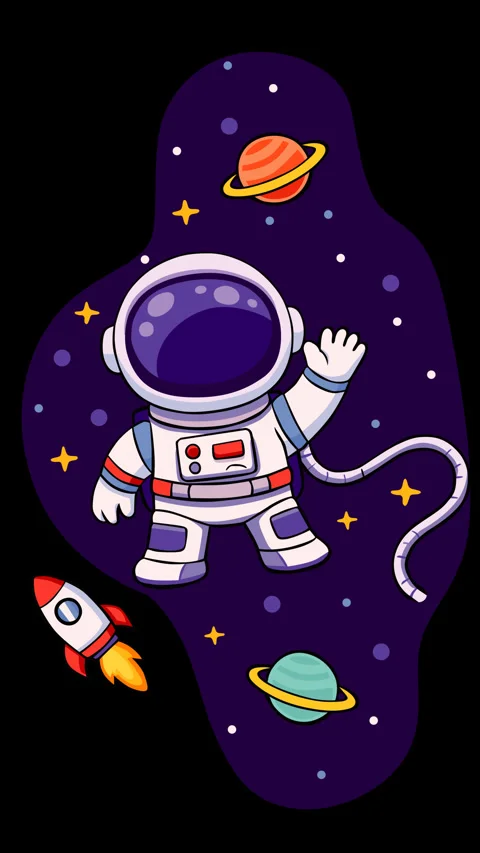 Astronaut Floating in Deep Space with Planets and Rocket Video stock 331792982