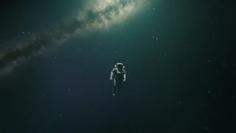 Astronaut floating in space in a 3D animation Stock Footage 253571171