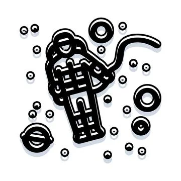 Astronaut floating in space exploring cosmos icon Stock Illustration