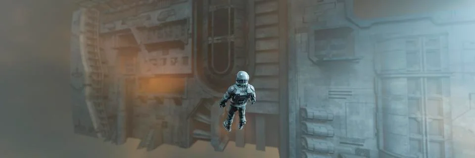 Astronaut floating in space Stock Illustration