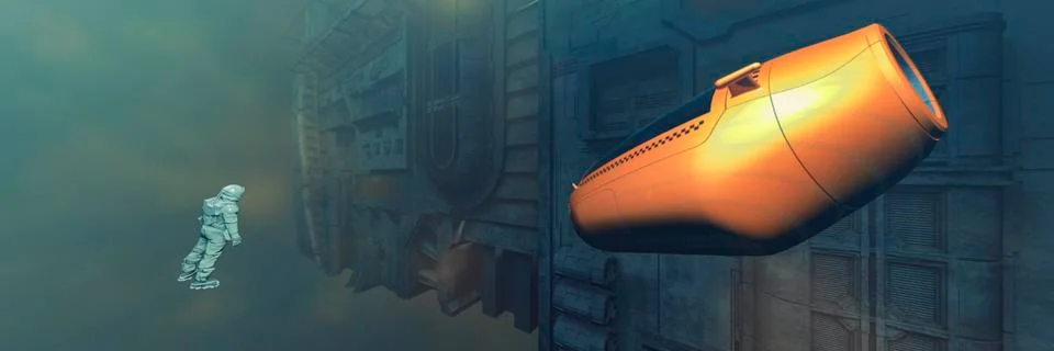 Astronaut floating in space Stock Illustration
