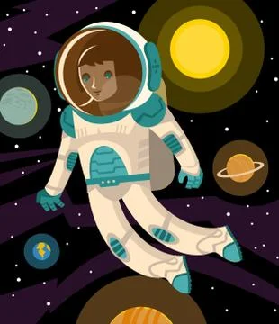 An astronaut floating in space Stock Illustration