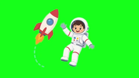 Astronaut floating in space with planets, 2D animation Stock Footage 339596179