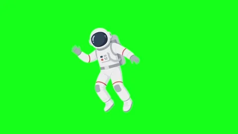 Astronaut floating in space with planets, 2D animation Stock Footage 339596181