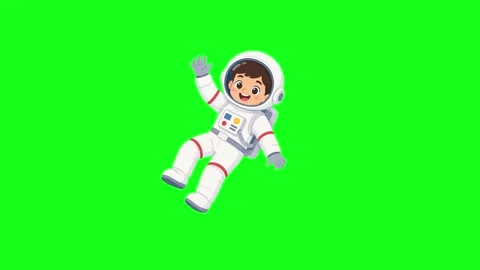 Astronaut floating in space with planets, 2D animation Stock Footage 339596237