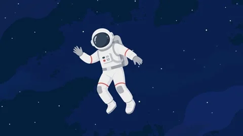 Astronaut floating in space with planets, seamless loop animation Stock Footage 339596208
