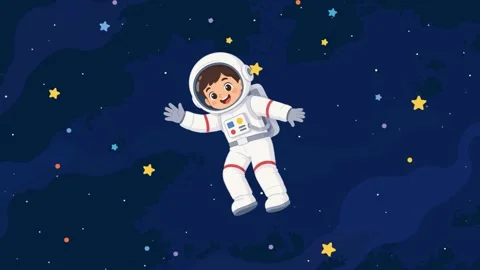 Astronaut floating in space with planets, seamless loop animation Stock Footage 339596211