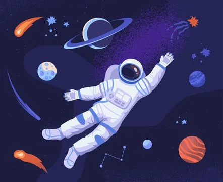 Astronaut Floating in Space. Vector illustration イラスト素材