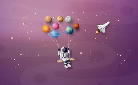 Astronaut floating in the stratosphere . Stock Illustration