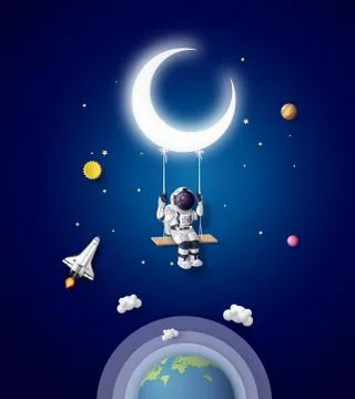 Astronaut floating in the stratosphere . Stock Illustration
