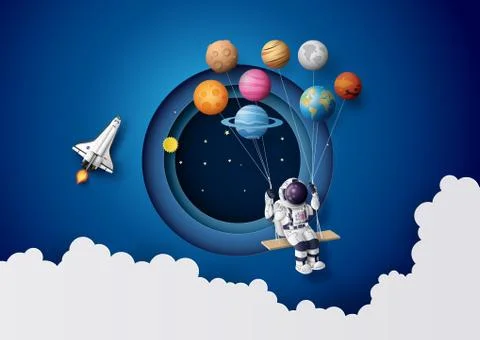 Astronaut floating in the stratosphere . Stock Illustration