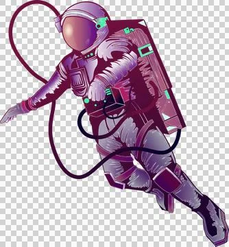 Astronaut floating vector art with reflective visor, life support backpack, Stock Illustration