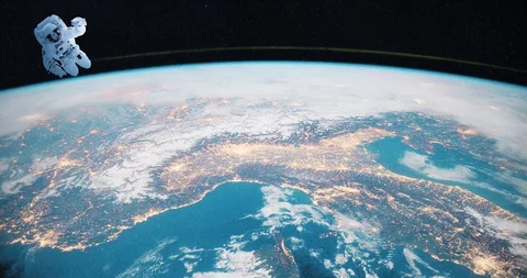 Astronaut Fly Space Stock Footage 106916250