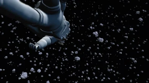 Astronaut flying among asteroids. Motion graphic seamless animation. Stock-Footage 63612828