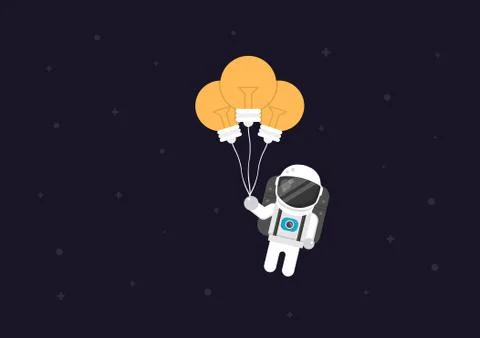 Astronaut flying with balloon Illustrazione stock