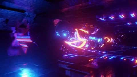 Astronaut flying inside spaceship Vj looping Video stock 252171280