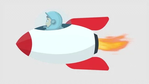 Astronaut is flying on a rocket. Animation of a space flight on a rocket Stock Footage 290861880