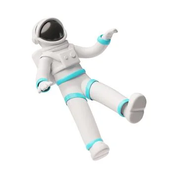 Astronaut flying in weightlessness vector 3D cartoon plastic style, cosmonaut in Stock Illustration