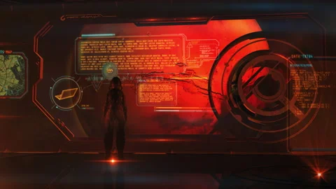 Astronaut of the future in the orbit of Mars, 3D render. Stock Footage 220148964