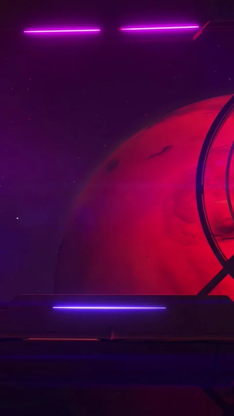 Astronaut of the future in the orbit of Mars, 3D render. Stock Footage 247374172