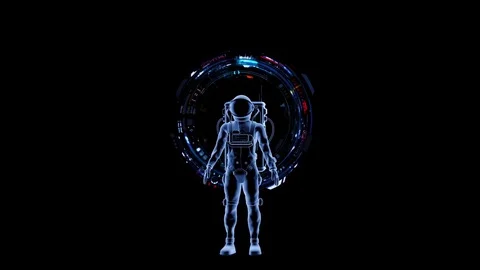 Astronaut with a futuristic virtual interface. Vidéo 83195491