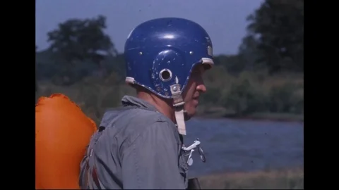 Astronaut getting ready for parasail training - 1968 Stock Footage 104331130