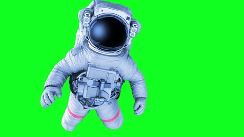 Astronaut on a Green Screen Stock Footage