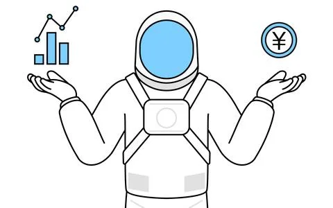 Astronaut guiding an image of DX, performance and sales improvement. Stock Illustration